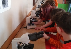 Uczniowie uczą mikroskopowania